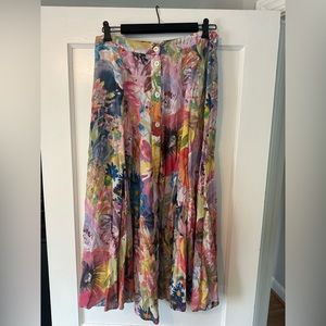 Flowy floral button down midi skirt